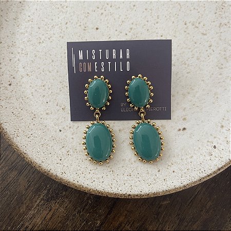 Brinco Aurora Resina Duplo - Verde
