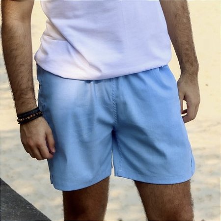 Short Lucca - Linho Azul Claro Liso