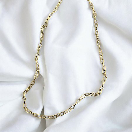 Corrente Aço Inox Cartier Oval - 60cm - Dourada