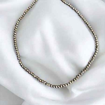 Colar Fio de Cristais - P - Dourado