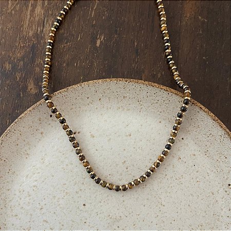 Colar Pedras Naturais - P - Olho de Tigre