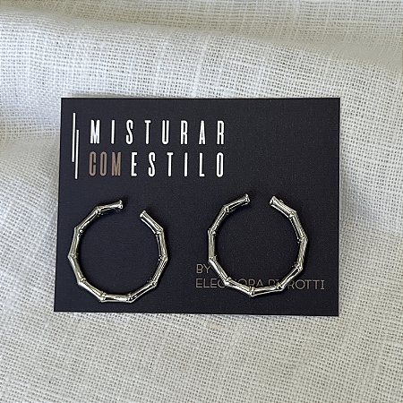 Argola Reta Canelada Aberta - Ródio