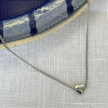 Choker Coração - P - Ródio