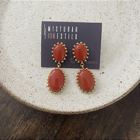 Brinco Aurora Resina Duplo - Terracota