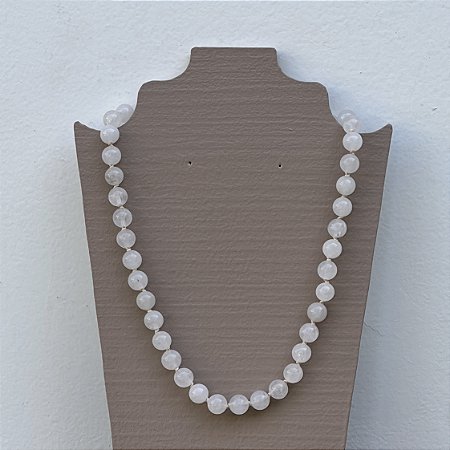 Colar Murano Pedra Ibiza - G - Branco Semitransparente