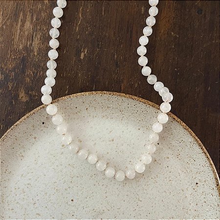 Colar Pedras Naturais Ibiza - G - Branco Semitransparente
