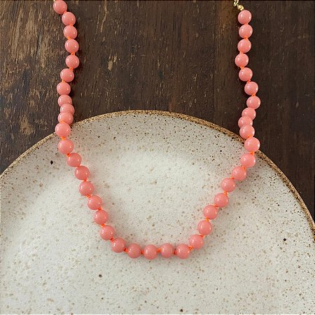 Colar Pedras Naturais Ibiza - G - Salmão