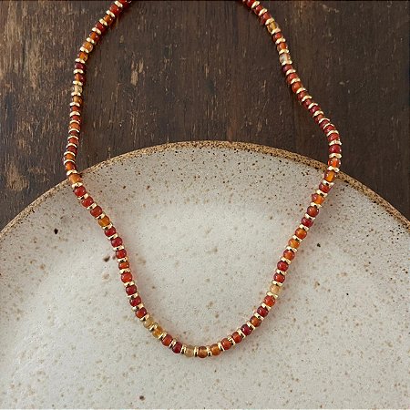 Colar Pedras Naturais - P - Laranja