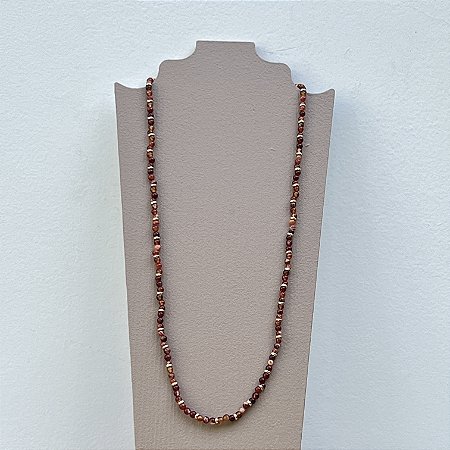 Colar Murano Pedra Ibiza - P - Longo - Laranja
