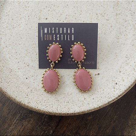 Brinco Aurora Resina Duplo - Rose