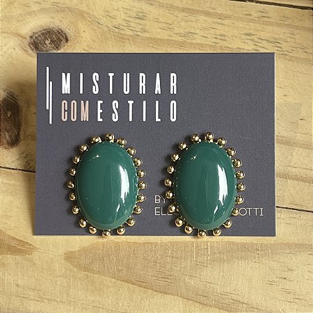 Brinco Aurora Resina Oval - Verde