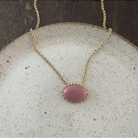Colar Oval de Resina Aurora - Rose