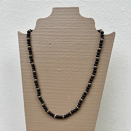 Colar Murano Pedra Ibiza - P - curto - preto