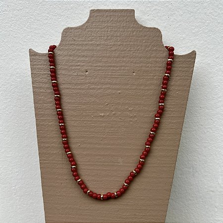 Colar Murano Pedra Ibiza - P - curto - vermelho