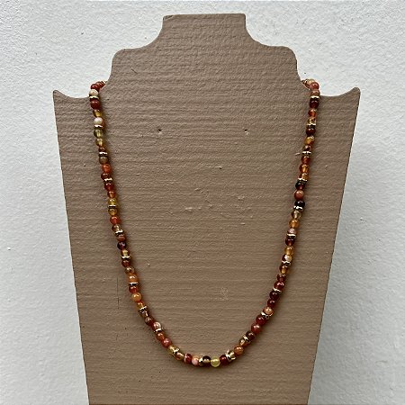Colar Murano Pedra Ibiza - P - curto - laranja