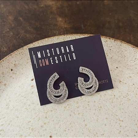 Brinco Festa Gota Aberta de Zircônias - Ródio