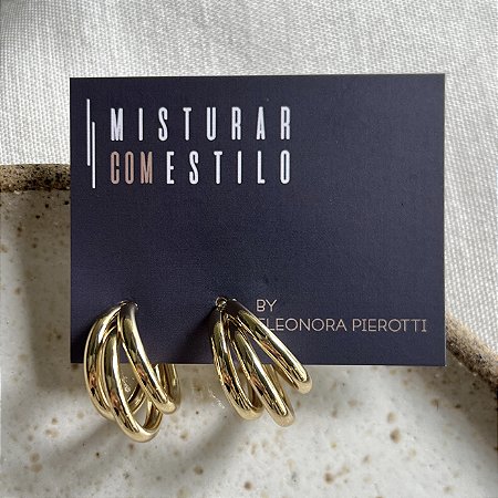 Argola Tripla  - Dourado