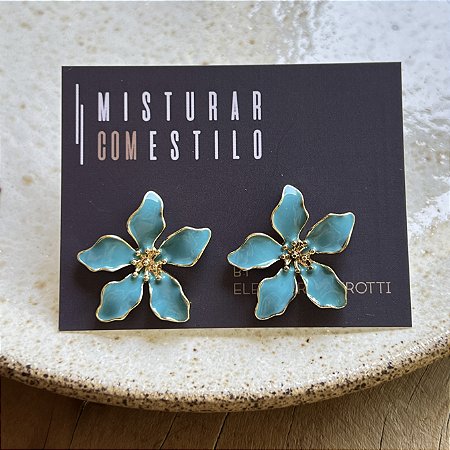 Brinco Flor de Lotus - P - Turquesa