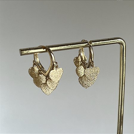 Argola Betina Corações Fosco - Dourado