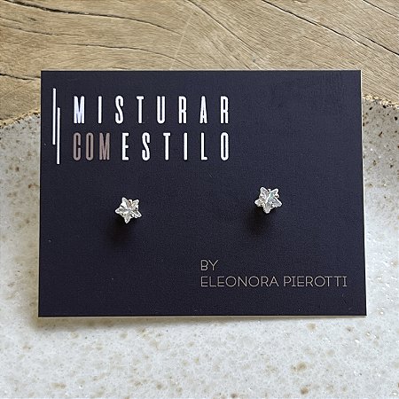 Brinco Solitário Estrela de Zircônia - P - Ródio