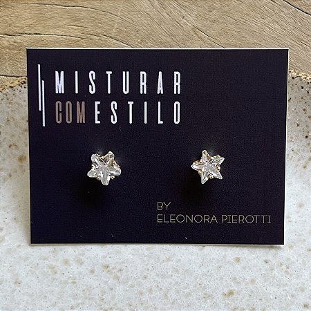 Brinco Solitário Estrela de Zircônia - G - Dourado