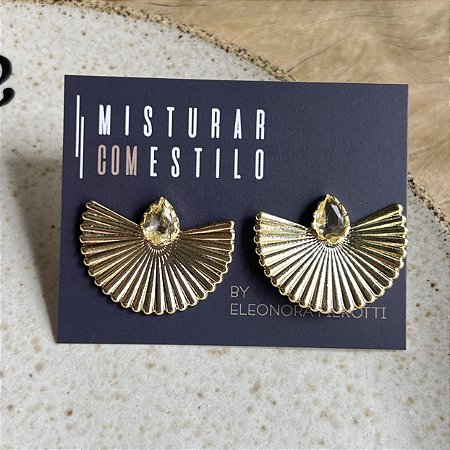 Brinco Leque Aurora Com Zircônia - Citrino