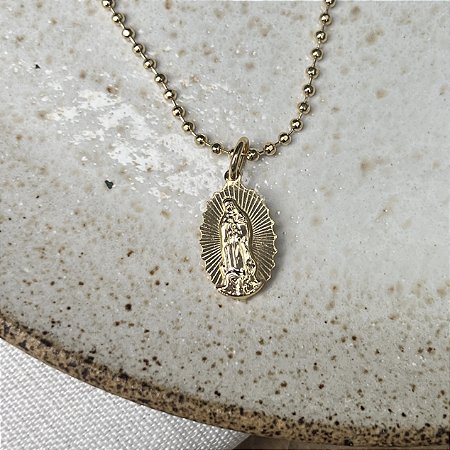 Colar Medalha N. S. de Guadalupe - Esferinhas