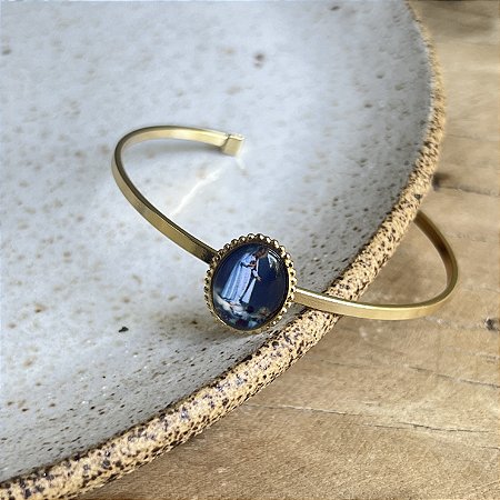 Bracelete - N. S. de Fátima Azul Escuro - Dourado