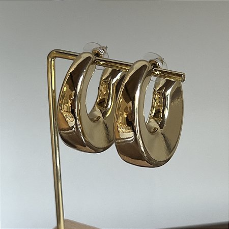 Argola Puff Triangular - Dourado