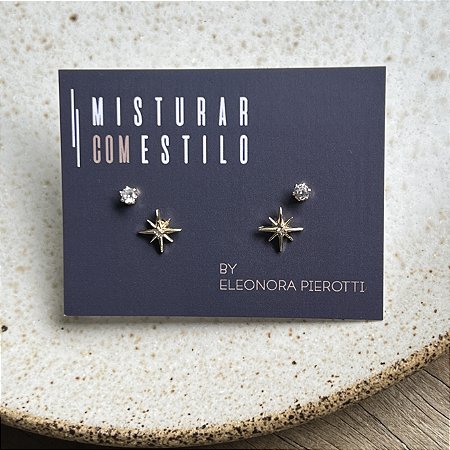 Conjunto Estrela e Ponto de Luz - Dourado
