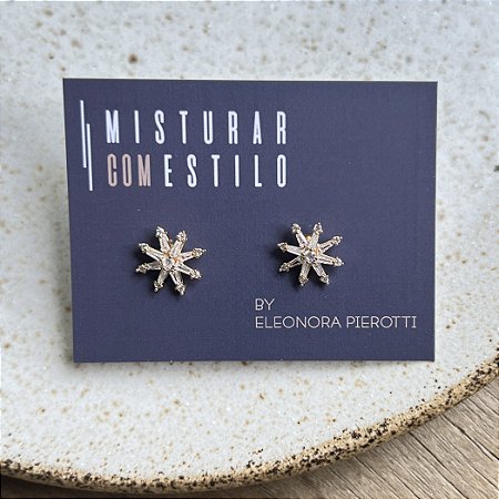 Brinco Estrela de Zircônia - Dourado