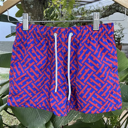 Short Praia Infantil Matera - Vermelho e Azul