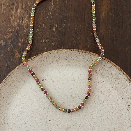 Colar Pedras Naturais - P - Colors