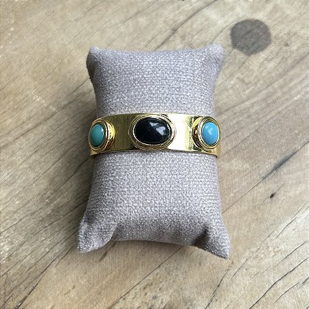 Bracelete Aurora Tricolor - Preto, Turquesa e Esmeralda