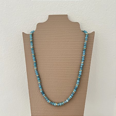 Colar Murano Pedra Ibiza - P - curto - Turquesa