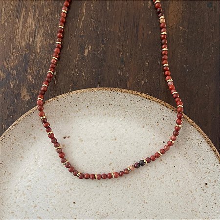 Colar Pedras Naturais Ibiza - P - curto - Terracota