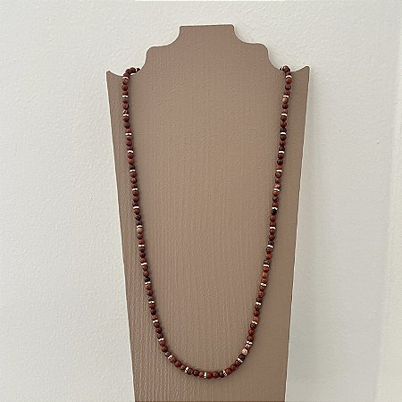 Colar Murano Pedra Ibiza - P - Longo - Terracota