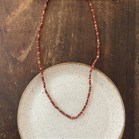 Colar Pedras Naturais Ibiza - P - Longo - Terracota