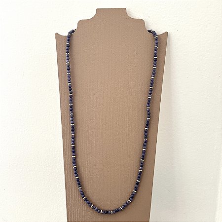 Colar Murano Pedra Ibiza - P - Longo - azul jeans