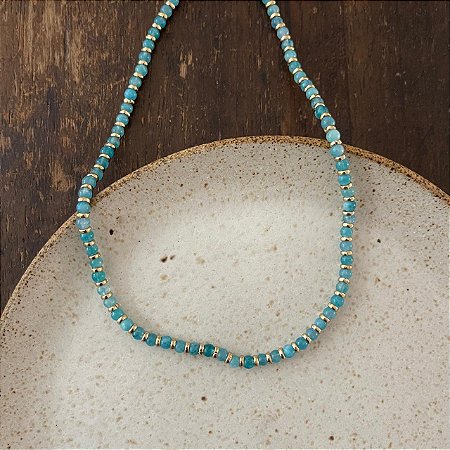 Colar Pedras Naturais - P - Turquesa