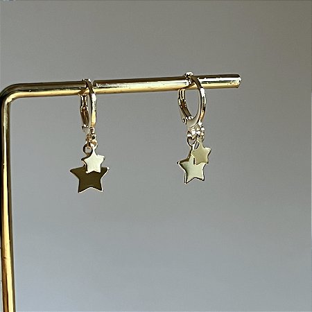 Argola Betina Duas Estrelas - Dourado