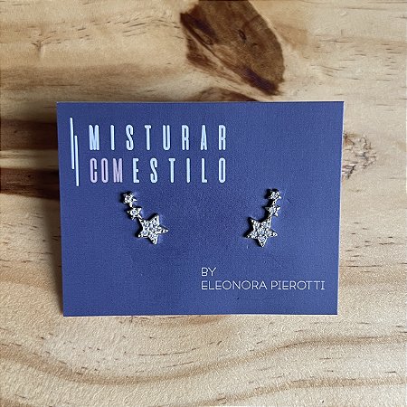 Ear Cuff Mini Estrelas de Zircônia - Ródio