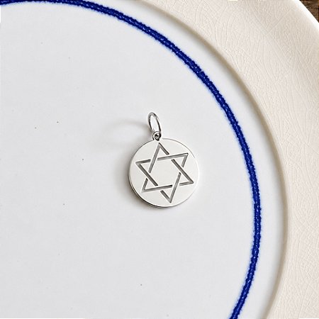 Medalha Estrela de David - M - Ródio
