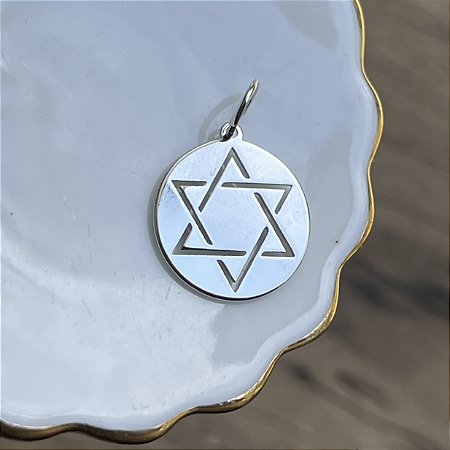 Medalha Estrela de David - M - Ródio