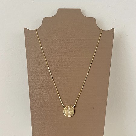 Colar Disco com Zircônias