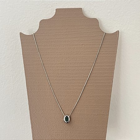 Colar Esmeralda Oval - Ródio