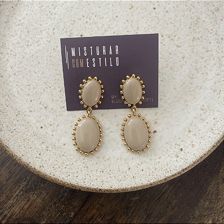 Brinco Aurora Resina Duplo - Nude