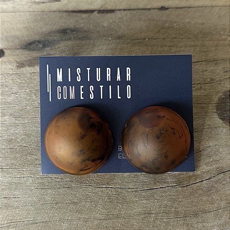 Brinco Bolão De Resina - M - Tartaruga - Fosco