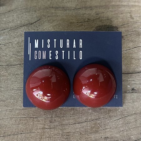 Brinco Bolão De Resina - M - Vermelho