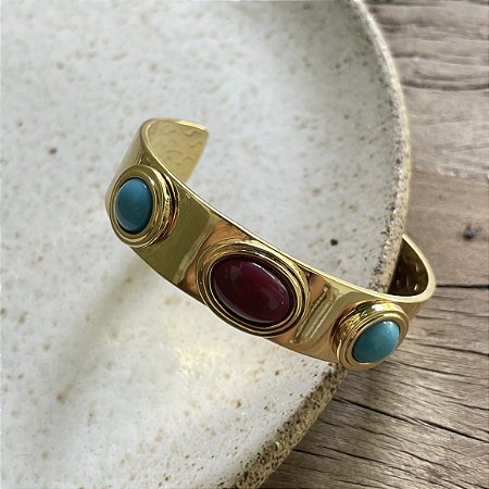 Bracelete Aurora - Marsala e Turquesa